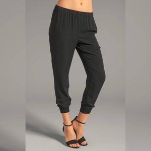 Theory Arai Black Silk Jogger Pants